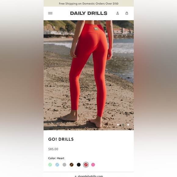 Daily Drills: Surfrider summer. Red Size large sports bra, size medium leggings - Picture 1 of 5
